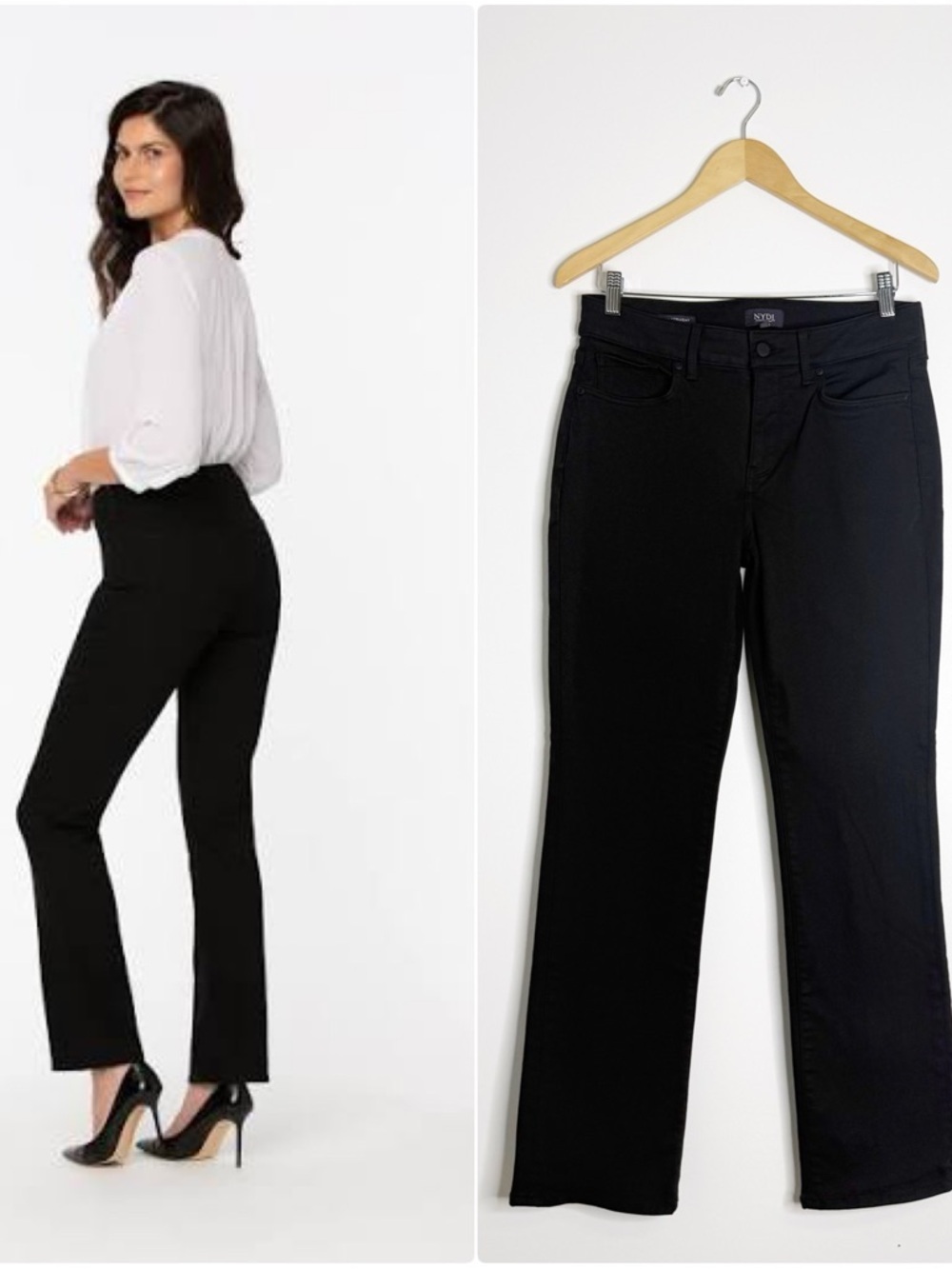 NYDJ Not Your Daughter Jeans Marilyn Straight Jeans Black Size 8 Lift Tuck Denim